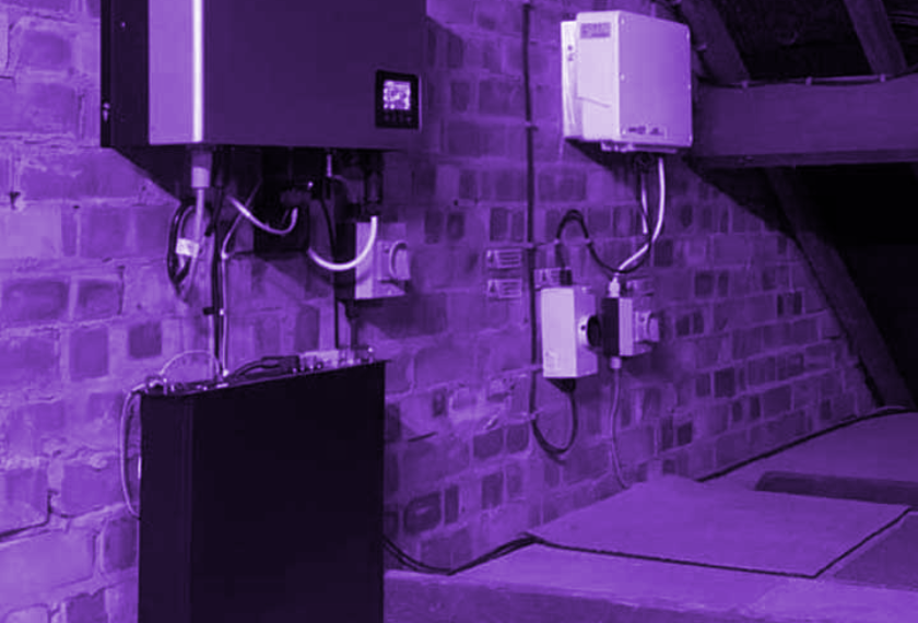 Powering Manchester’s Future: Saving more with Battery Storage Solar PV 1 battery storage in manchester attic (purple)